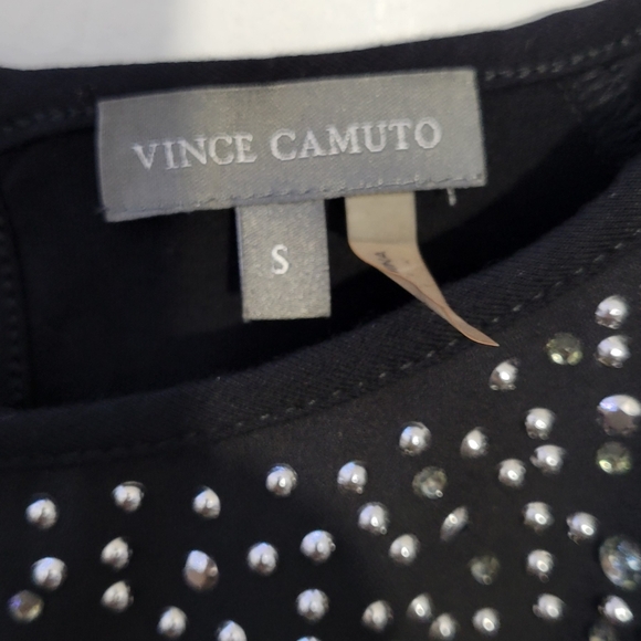 Vince Camuto Women's Black with Rhinestone studs Blouse Size Small - Picture 4 of 4